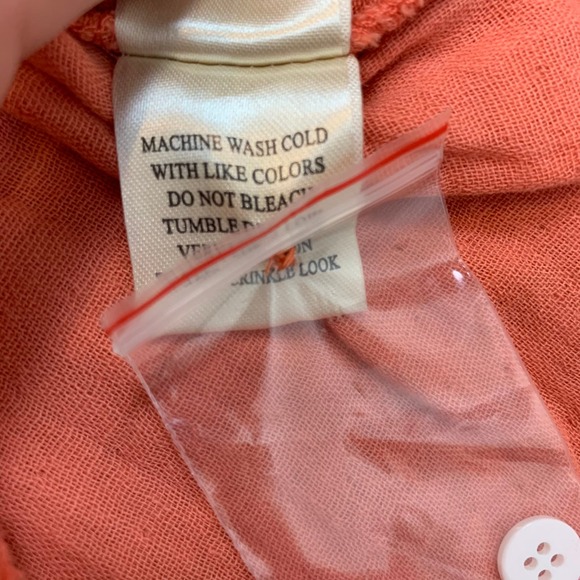 Dylan orange/red button down, frayed hem blouse - Picture 6 of 9